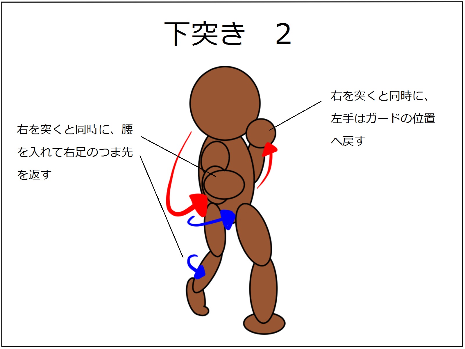 新極真会 初心者用 基本的な下突きの打ち方をイラスト付きで解説します 極真カラテ黒帯への道